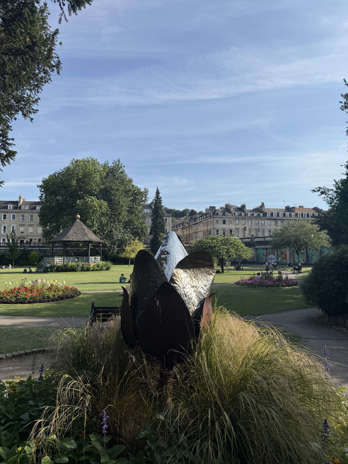 the bandstand and flower beds in Parade Gardens, Bath