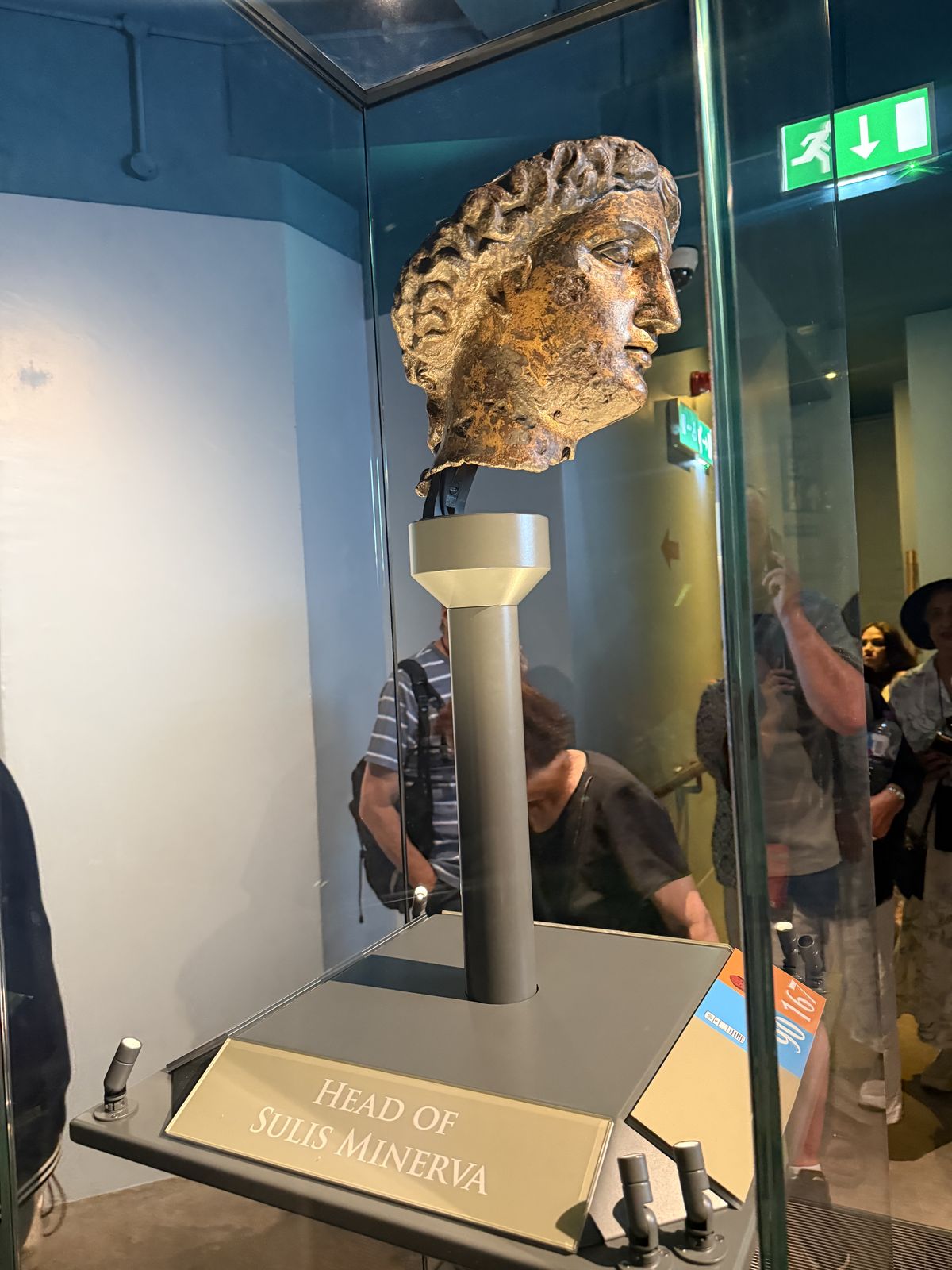 The gilded bronze head of Sulis Minerva in the Roman Baths museum